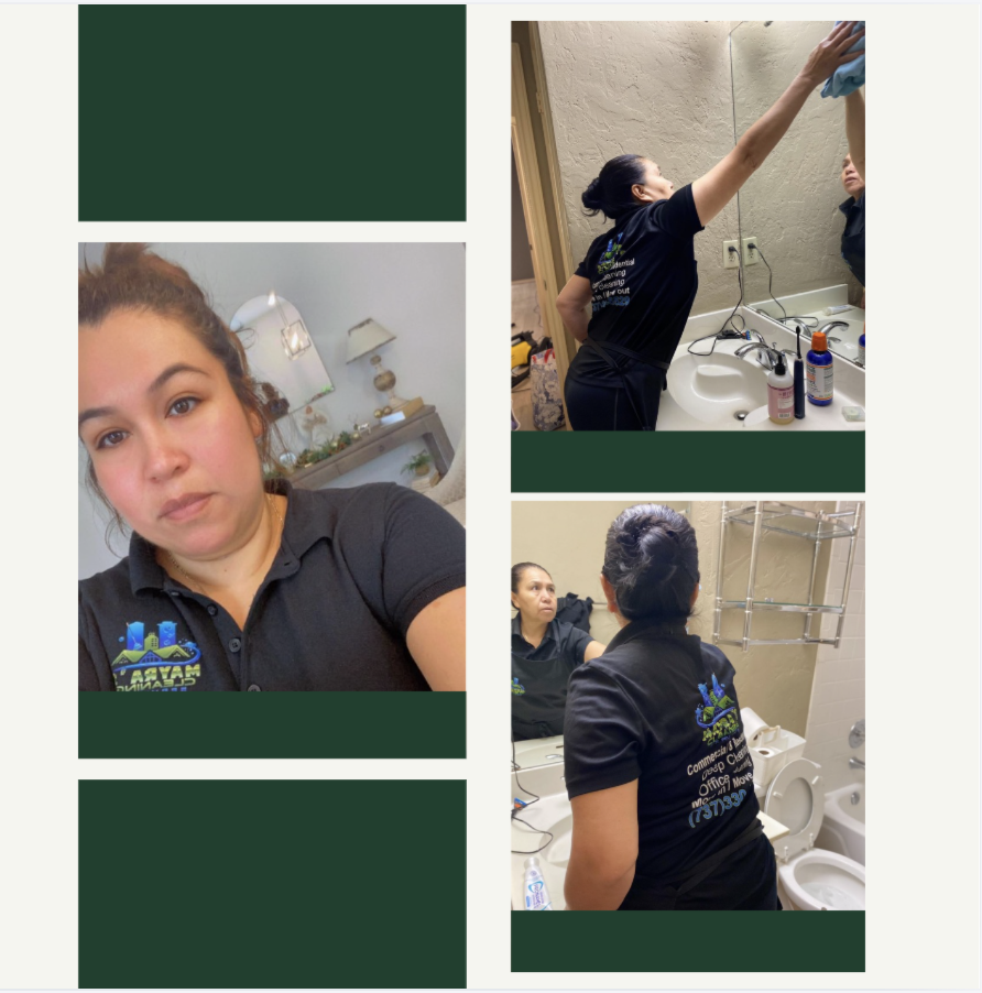 Mayra's Cleaning Services ATX photo collage showing Mayra and cleaning team