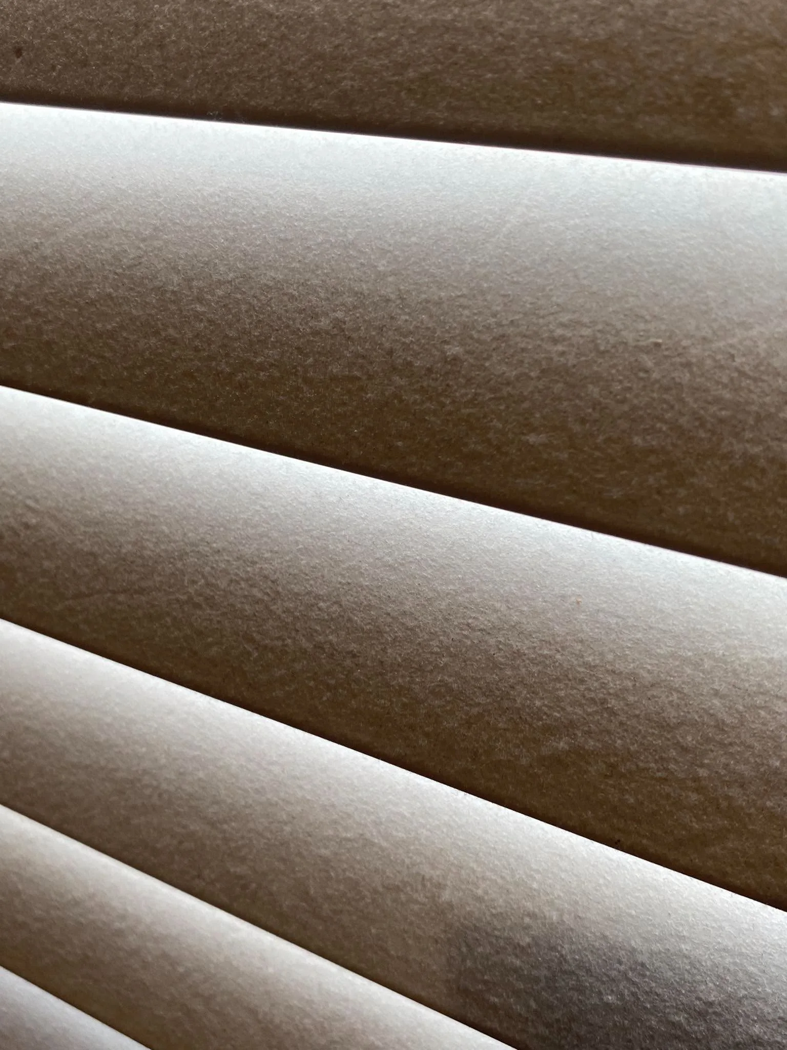 Dusty window blinds before cleaning