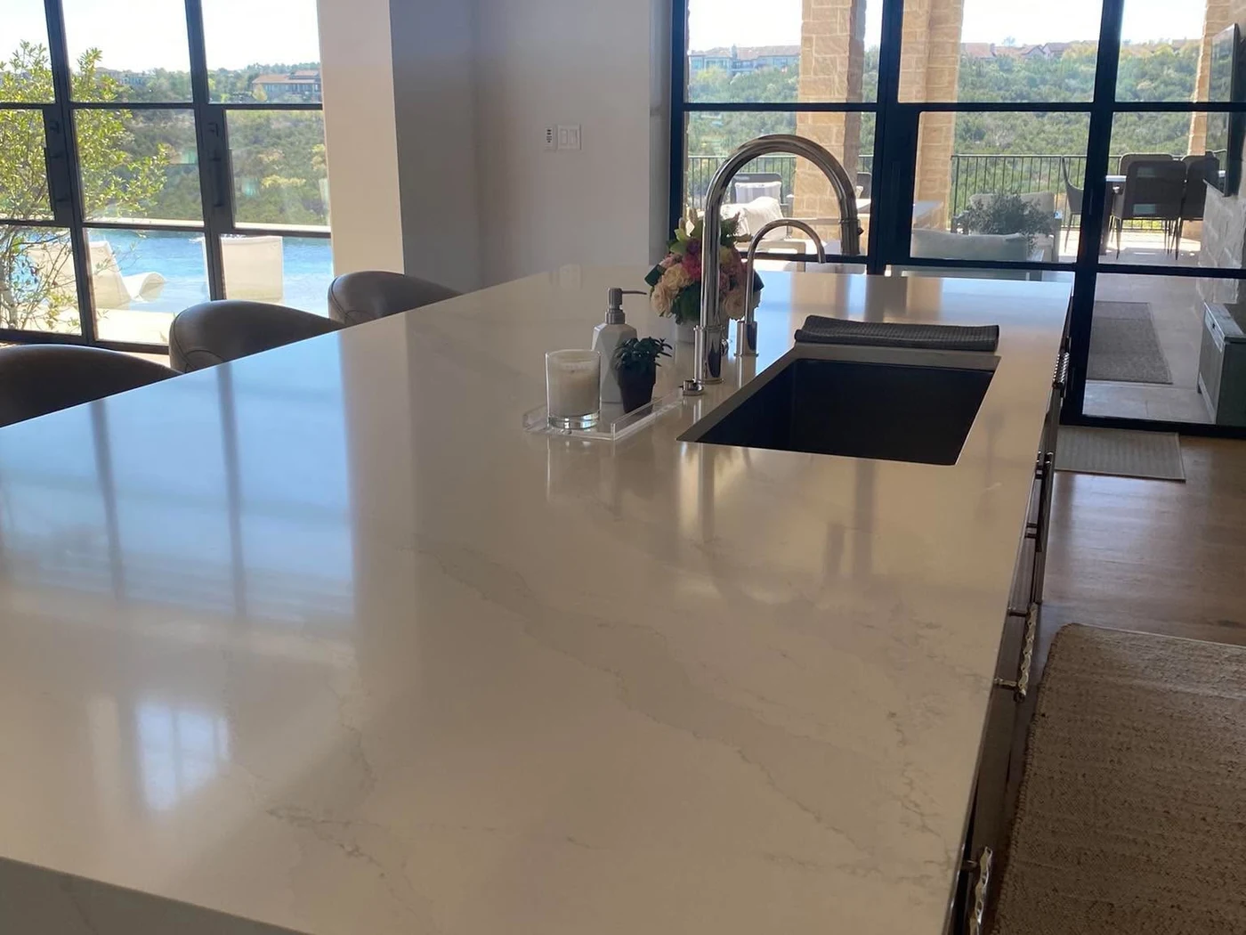 Clean kitchen island and countertop