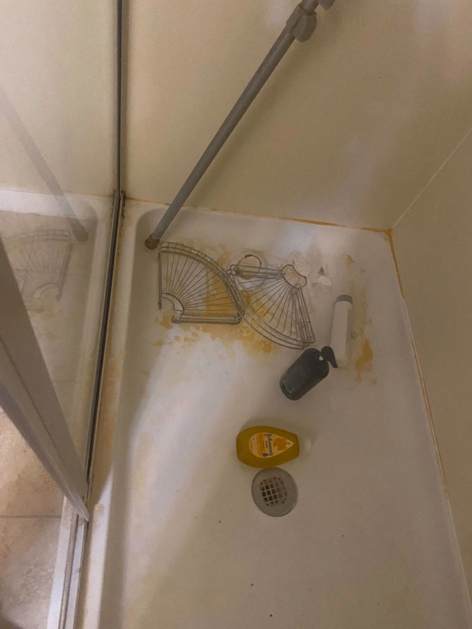 Shower floor before cleaning